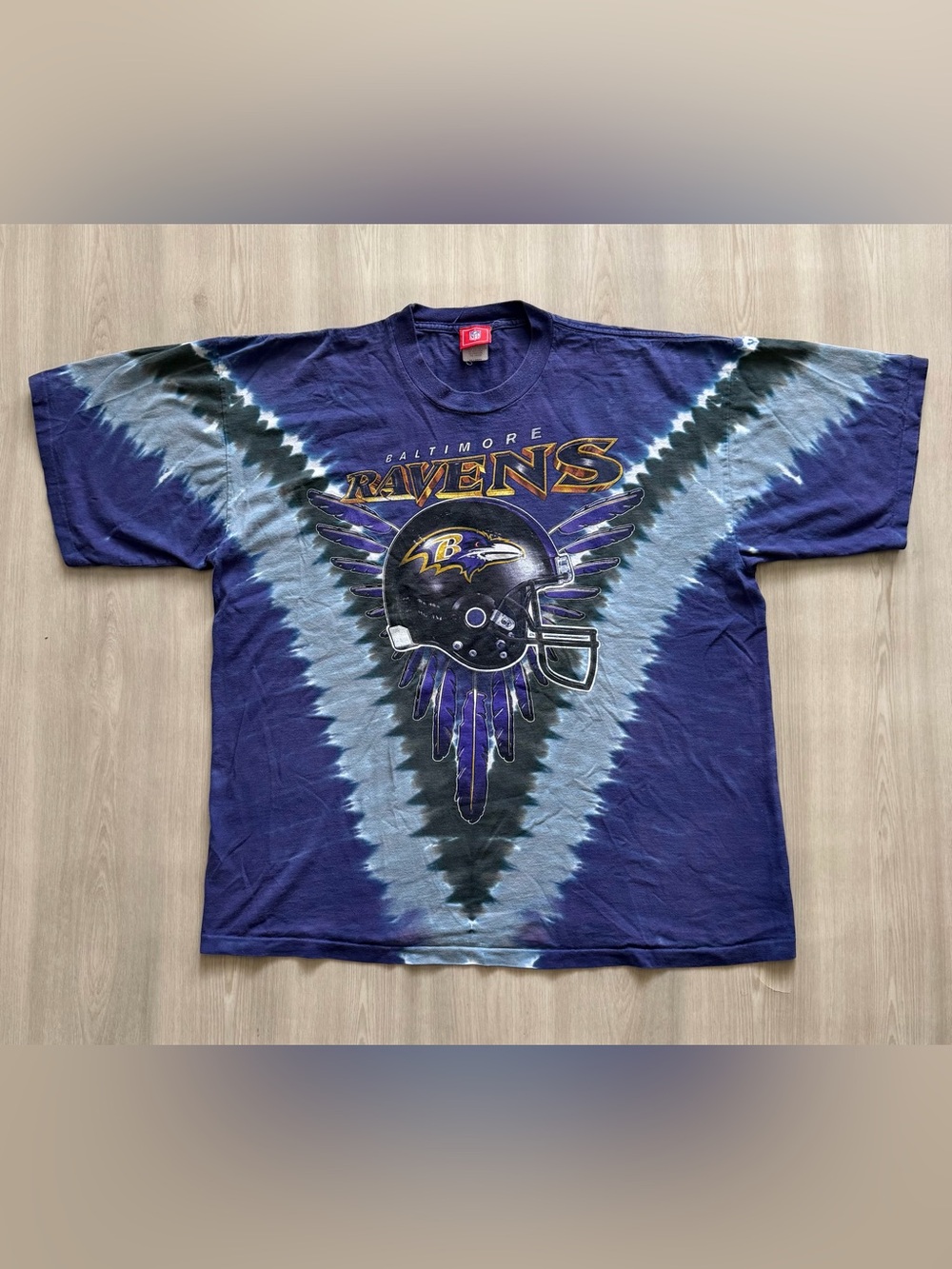 Vintage NFL Baltimore Ravens Liquid Blue Style Tie Dye Tee 2XL